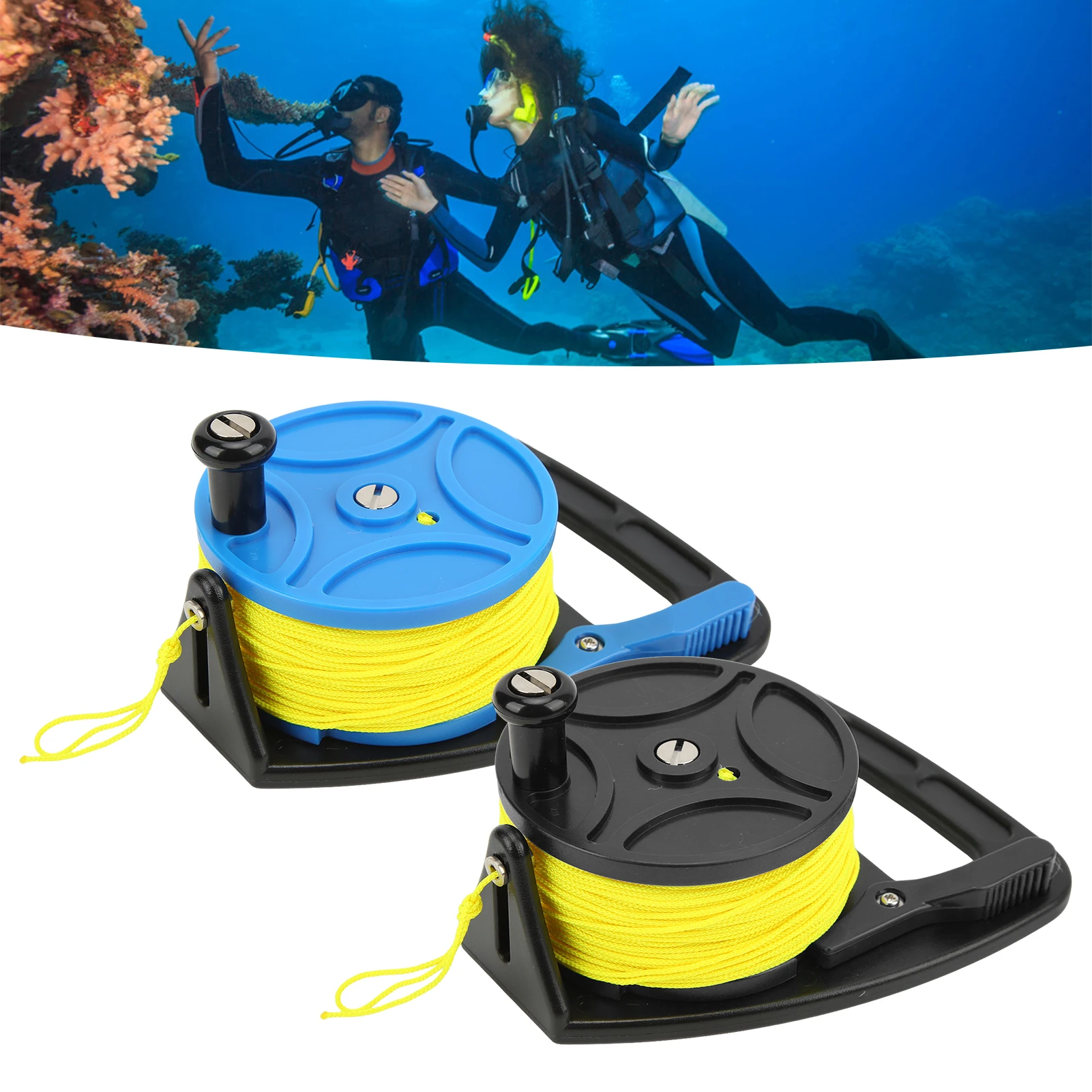 150ft Line Smb Dive Wreck Cave Diving Reel With Handle Thumb Stopper Clip  Hook For Underwater Scuba Diving Diver Snorkeling - Pool Accessories -  AliExpress