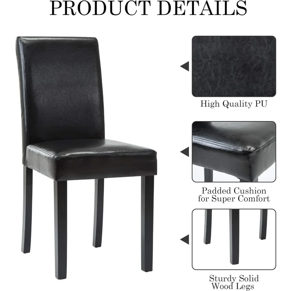 Modern PU Upholstered Dining Chairs Elegant Design Dining Room Chairs (Black Set of 6) dining chair  muebles  sillas de comedor 3