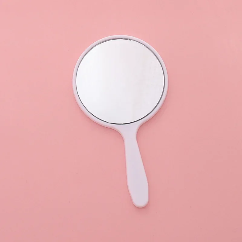 1PC Handheld Makeup Mirror Round Makeup Vanity Mirror with Handle Hand  Compact Mirror Cosmetic  for Women 3