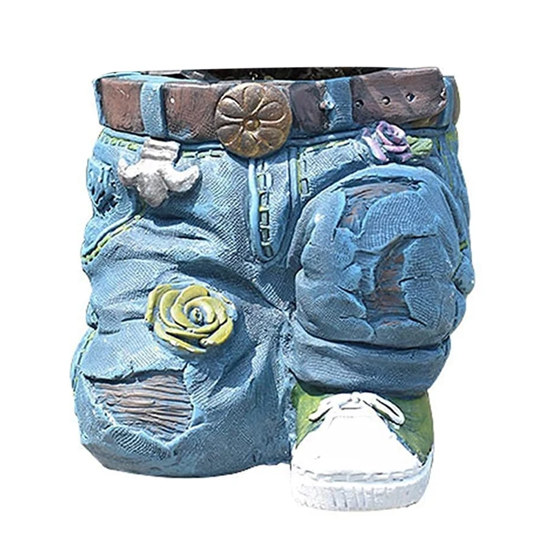 HOT Denim Clothes Pants Resin Flower Pots Creative Jeans Planter Garden