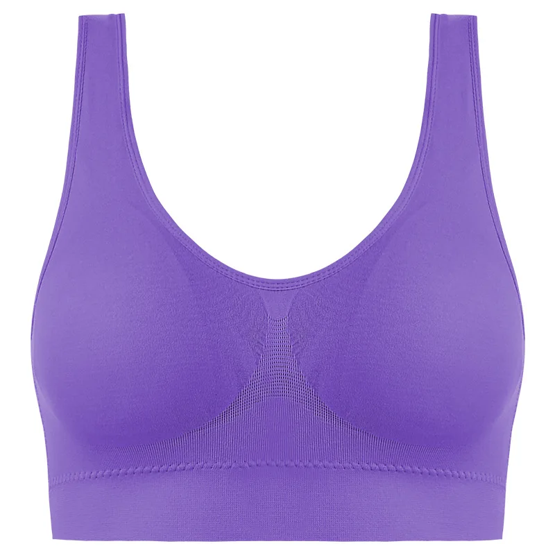 Sports Bra Women's No Steel Ring Gathered Vest Style Beautiful Back Underwear Large Size Running Fitness Yoga Bra with Inserts