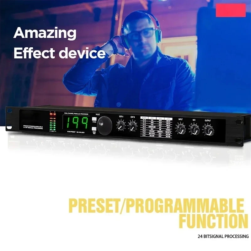 Professional Digital Reverberation Echo hybrid audio processor Equalizer Multi Effect reverb 199DSP preset sound effects lifting