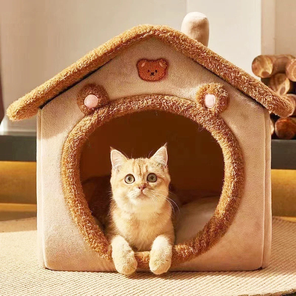 Dog Bed Pet Bed Pet Bed Mat Cartoon House Pet Bed for Cats Small Dogs