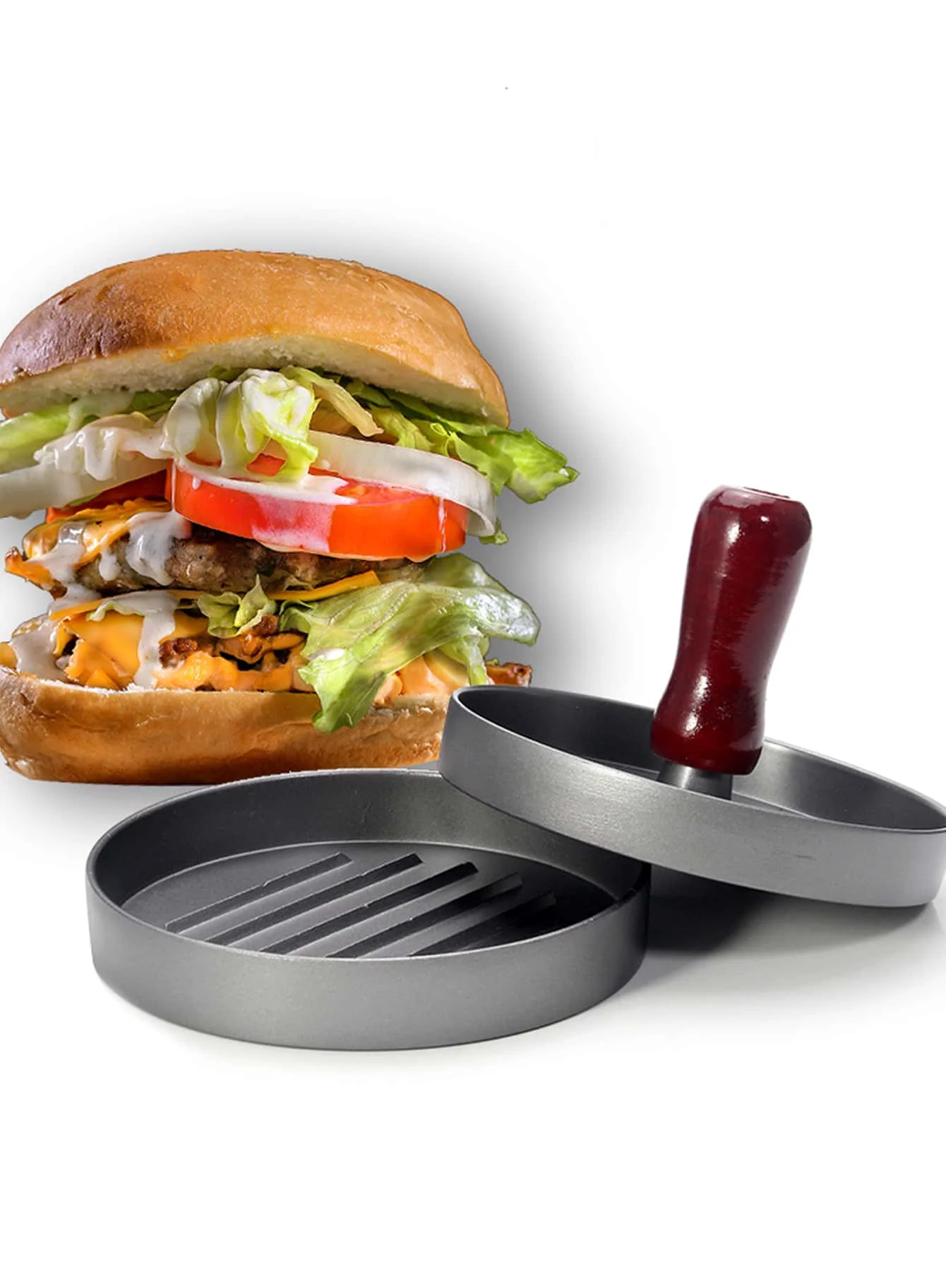 Leeseph Hamburger Press Patty Maker Aluminum Hamburger Mold Non-Stick Meat Beef Cheese Veggie Burger Maker Creative Kitchen burger press,burger maker
