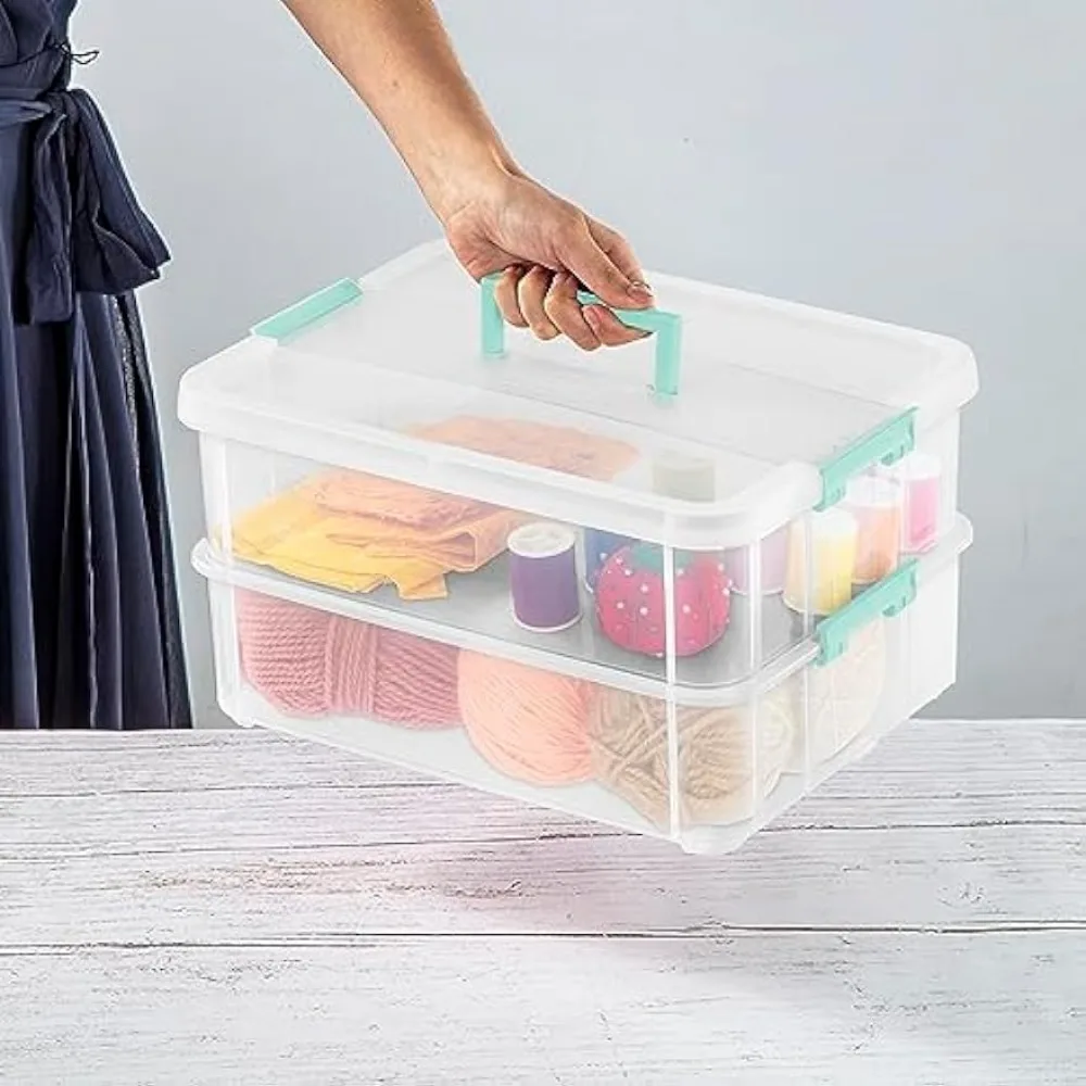 Sterilite Stack & Carry 2 Layer Box Small Storage, Clear, Pack of 4 -  AliExpress