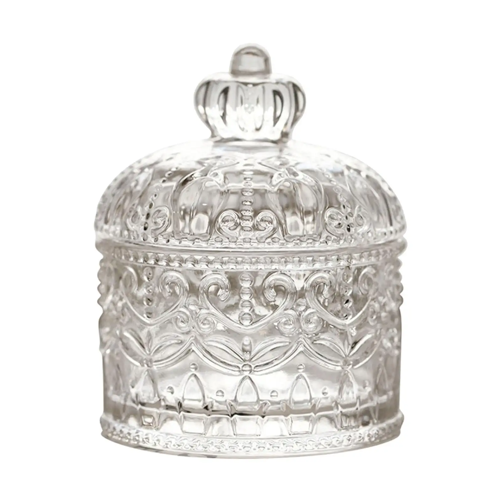 Vintage Crown Glass Jar Decorative Candy Jar Jewelry Organizing Box Container for Candy Snacks Hair Accs Cosmetic Bracelets