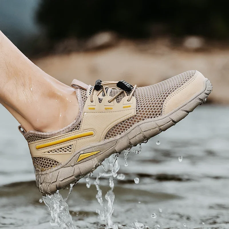 Large Size Men's Shoes Mesh Men Casual Shoe 2024 Fashion Breathable Outdoor Wading Shoes Man Lace-Up Flats Comfortable Sneakers
