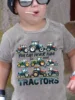 Summer Tractor Print Pattern Boys Girls Short Sleeved Children's T-shirt Round Neck Breathable Comfortable Casual T-shirt 1