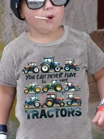 Summer Tractor Print Pattern Boys Girls Short Sleeved Children's T-shirt Round Neck Breathable Comfortable Casual T-shirt 1