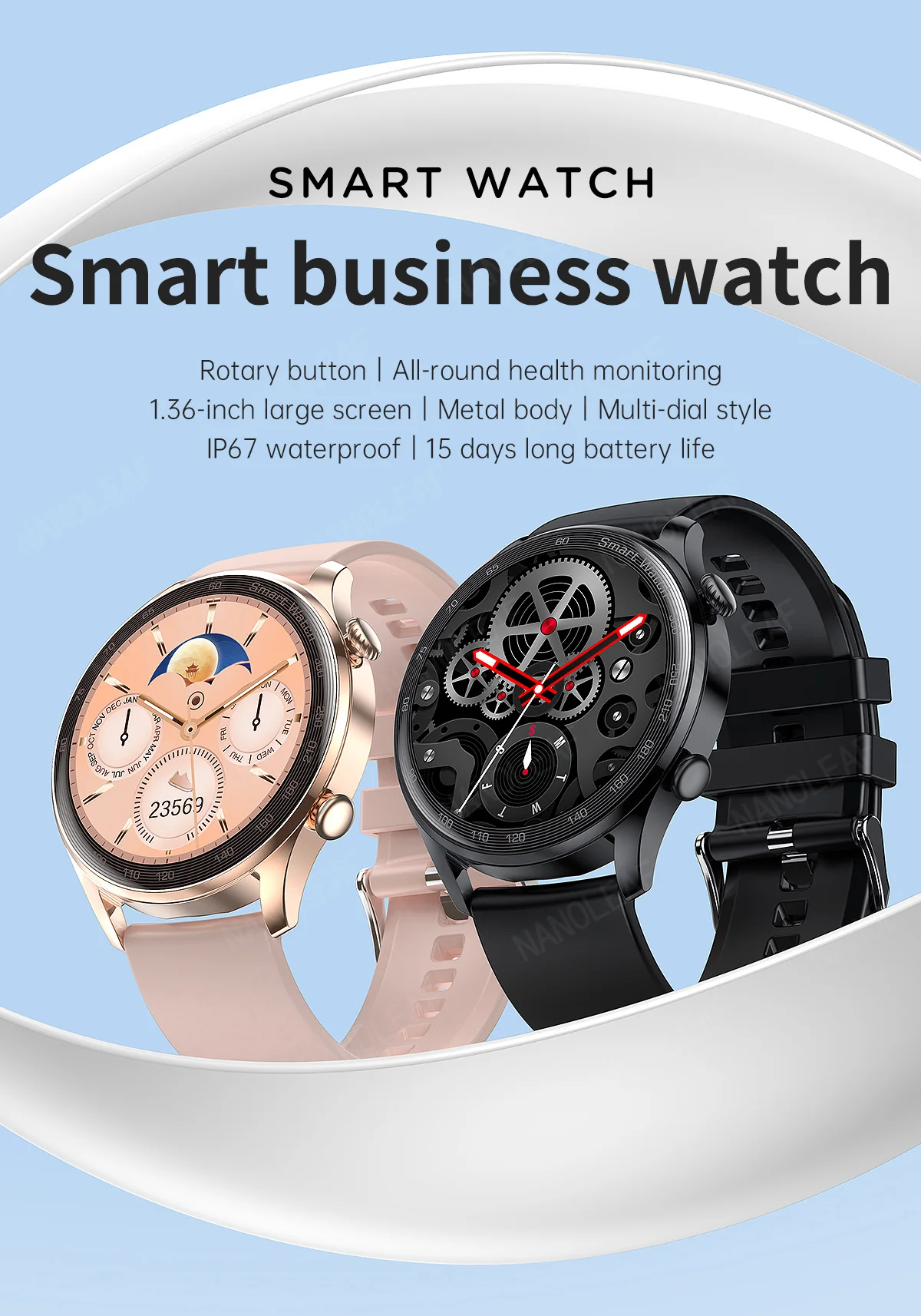 Smart Watch Touch Screen Music Play Custom Dial Health Sleep Monitor Wristwatches Men Women Compatible with Bluetooth Calling