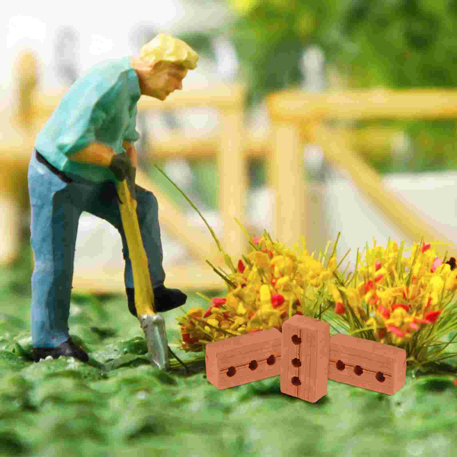 50 Pcs Miniature Bricks Realistic Fake Bricks Retro Construction Materials Dollhouse Stone Simulation Brick Wall Toy