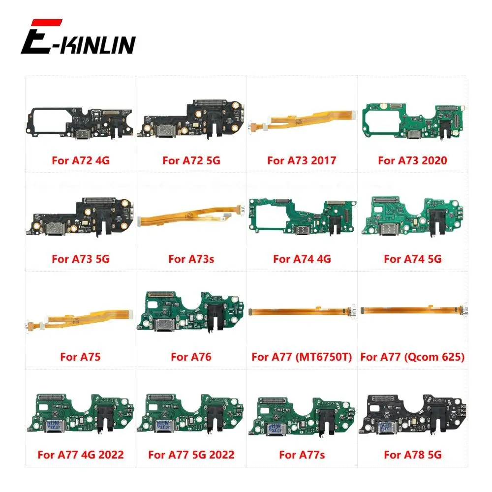 

USB Charging Charger Dock Port Board With Mic Flex Cable For OPPO A72 A73 A73s A74 A75 A76 A77 A77s A78 4G 5G 2020 2022