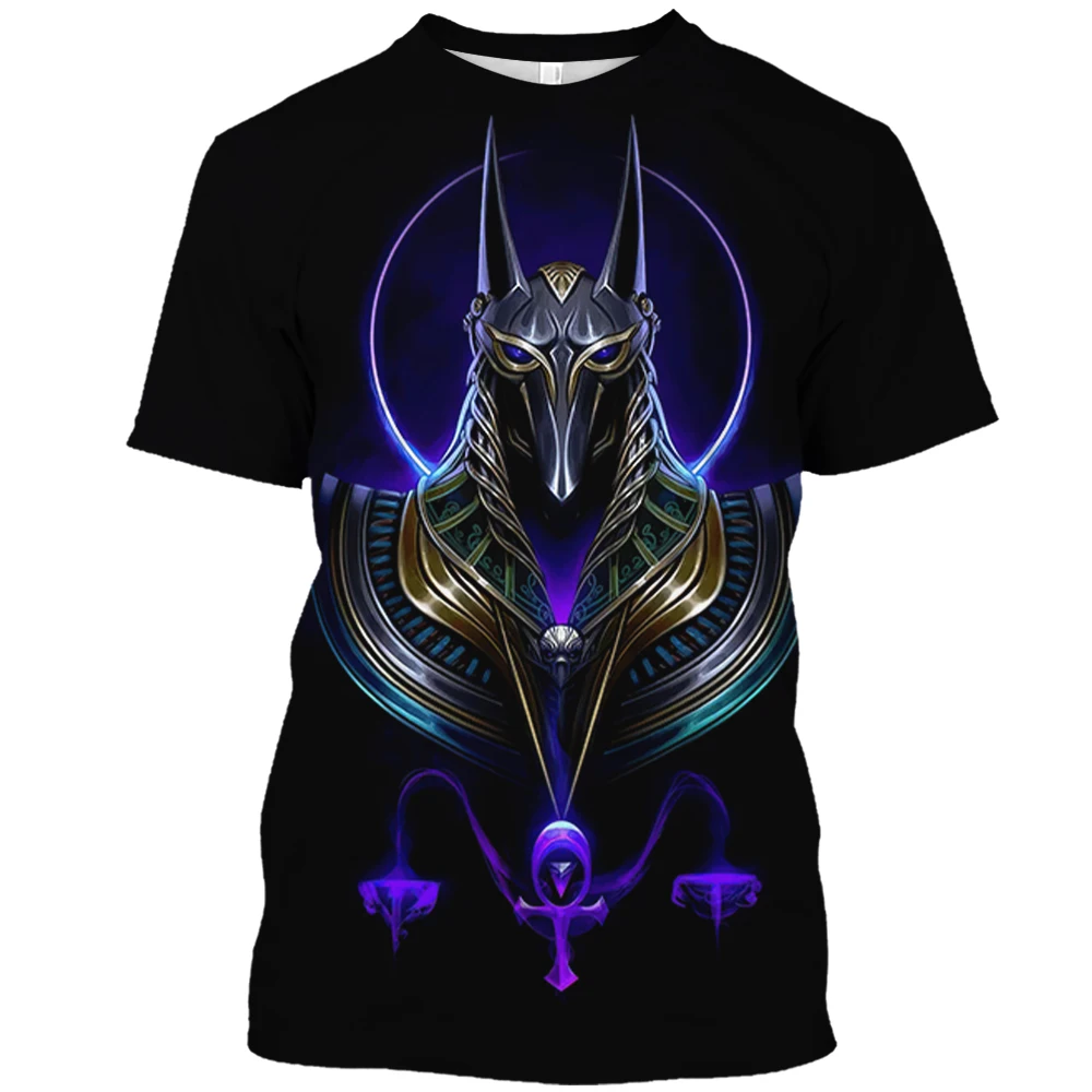 

2023 Summer Casual Fun Daily Plus Size Men's Egyptian Mythology T-shirt Fashion Short Sleeve Basic Top
