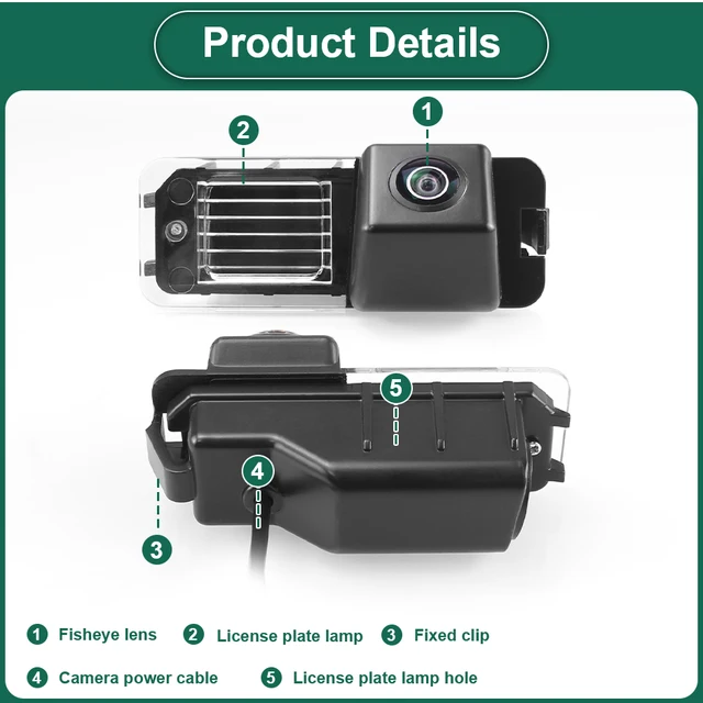 GreenYi-Caméra de recul pour véhicule avec vision nocturne, 170 °, 1080P HD, pour VW Volkswagen Polo 6R Golf 6 Passat CC MK6 Magotan Bora 2
