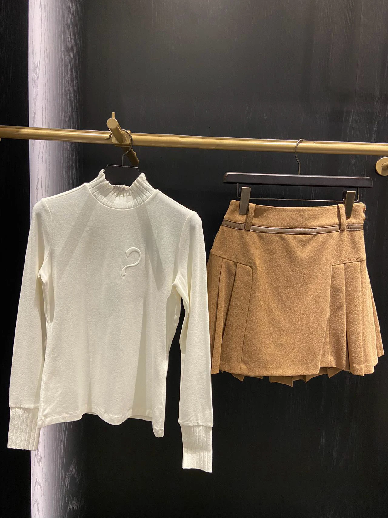 New spring knitted collar golf long sleeves shirt for women fleece soft warm stretch elegant luxury golf apparel sports casual