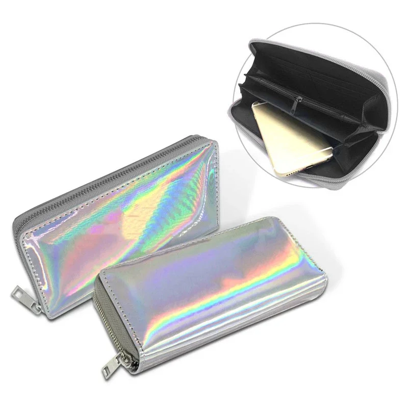 Fashion Colorful Laser Women Wallets Long Zipper Purses Ladies Money Phone Card Holder Holographic Female Clutch 2024 5