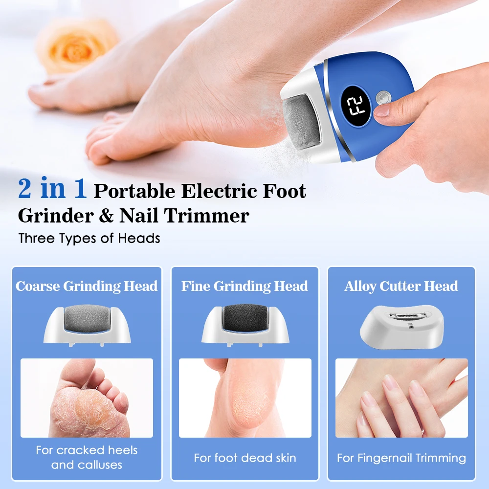 2 in 1 Electric Nail Clipper Foot Grinder Automatic Nail Trimmer Pedicure Polish