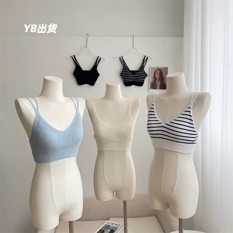 Women's Cotton Bra Tube Tops Striped Push Up Bra Girls Outdoor Summer Top Female Sports Tank Up Lingerie women lingerie bra women tank tops women tube tops