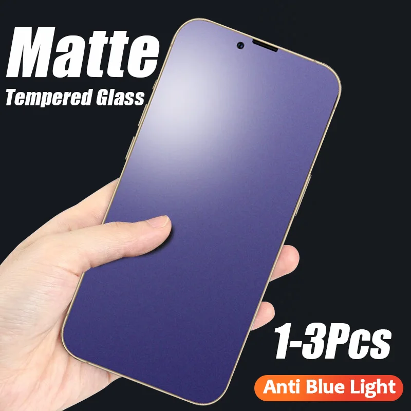 

1-3Pcs Anti-blue Light Matte Tempered Glass For iPhone 14 Plus 13 12 Mini Screen Protector Film For iPhone 11 Pro XS MAX XR X SE