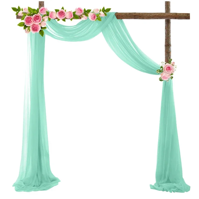 10m Wedding Arch Drape Decoration Tulle Organza Sheer Fabric Draping Curtain Birthday Party Backdrop Wedding Chair Sashes Decor