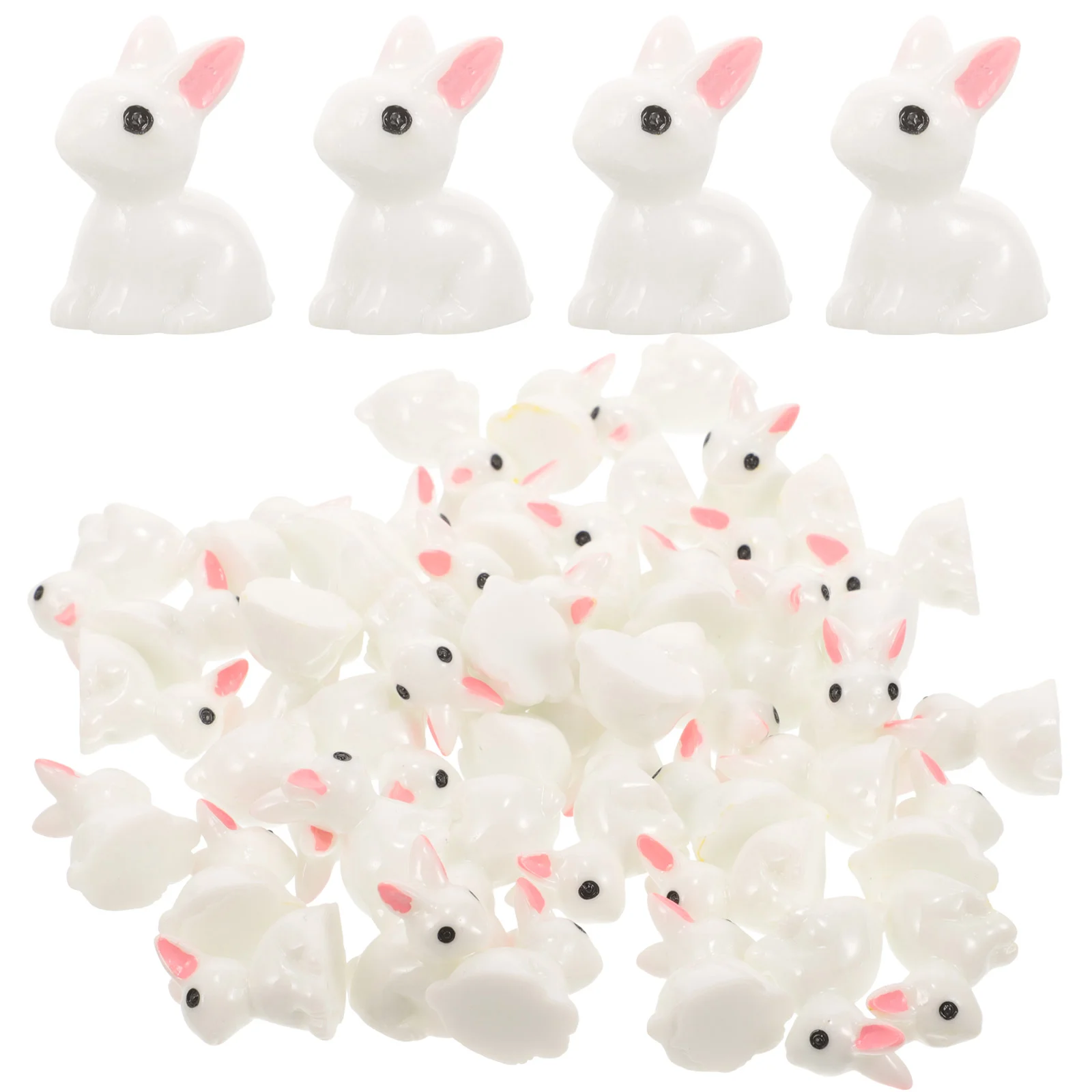 

100pcs Miniature Rabbit Decorations Bonsai Rabbit Models Rabbit Resin Ornaments