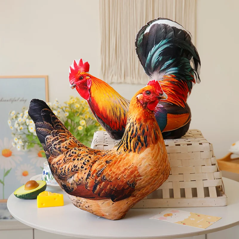 Kawaii Animal Print Plush Doll Pillow - Chicken Duck Goose Pigeon Parrot Rooster Hen Soft Toy for Girls Home Decor Gift