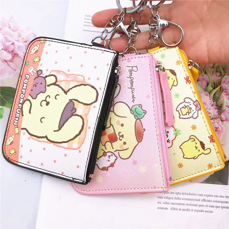 Sanrio Pu Wallet Cute Pompom Purin Children Toy Coin Purse Anime Sanrios Bag Women Kawaii Children Toys Bags Cartoon Girls Gift Plush Coin Purse