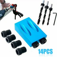 Nouveau 7/14/15 pièces trou de poche vis gabarit 15 degrés cheville perceuse menuiserie Kit charpentiers bois menuiserie Guides Joint Angle localisateur outil 6