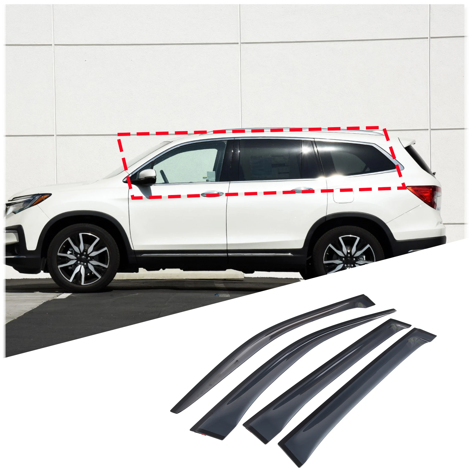 

Side Window Deflectors For Honda Pilot 2015-2022 Car Sun Rain Guards Weather Shileds ABS Exterior Accessories