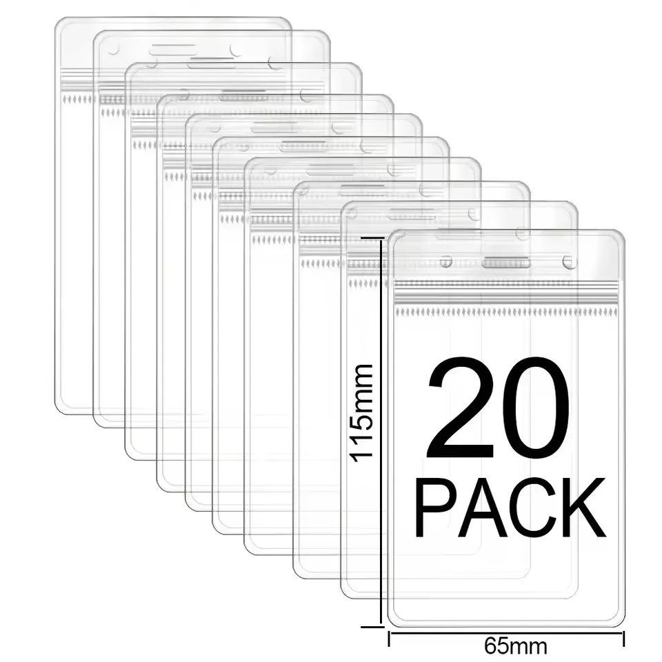 Universal Extra Thick Waterproof Vertical ID Badge Holder - HD Clear Protective Card Case