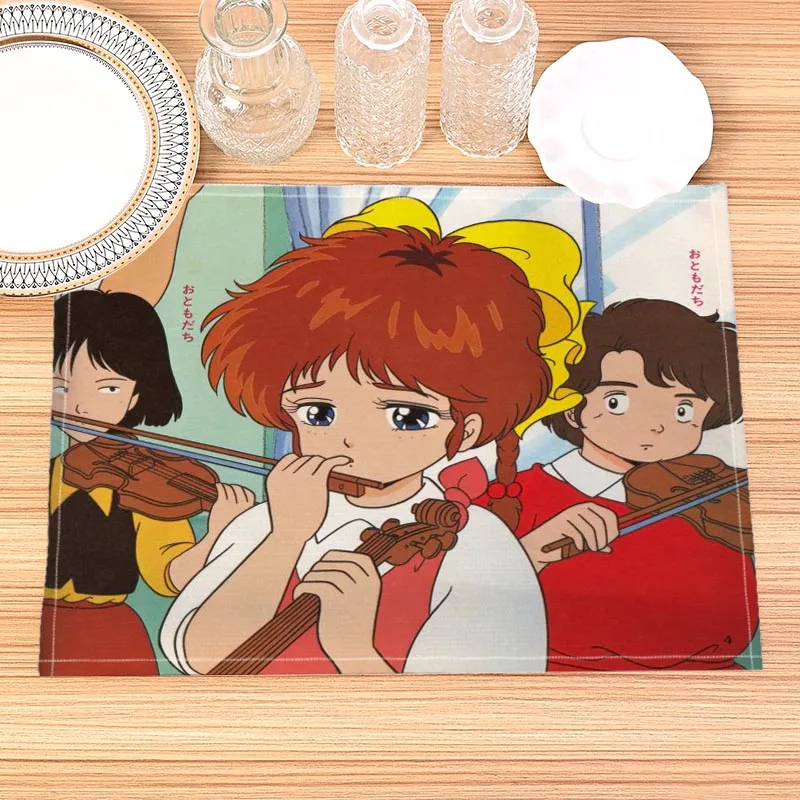 Maho no idol Pastel Yumi Print Linen Dining Table Mats Kitchen
