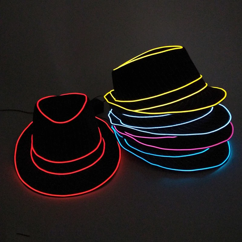 Luminous Hat Gentleman Performance jazz Hat LED Glow Top cap Party Gift Birthday Wedding Costume Christmas Halloween Supplies