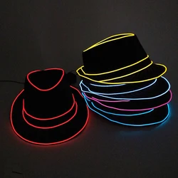 Luminous Hat Gentleman Performance jazz Hat LED Glow Top cap Party Gift Birthday Wedding Costume Christmas Halloween Supplies