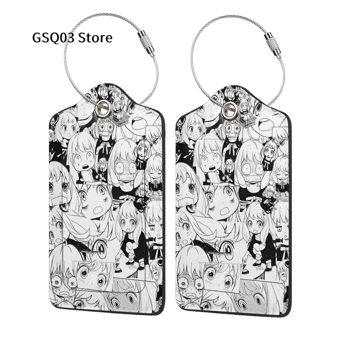 

Anya Black Luggage Tags for suitcases Abstract Leather Stainless Steel Loop Label Tag for Men Women Travel Bag Suitcase 1 PCS