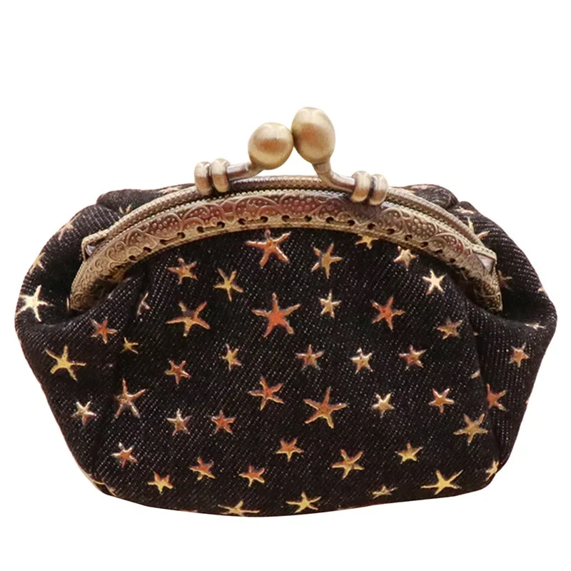 Denim Fabric Small Purse Star Money Bag Hand Handle Key Card 7