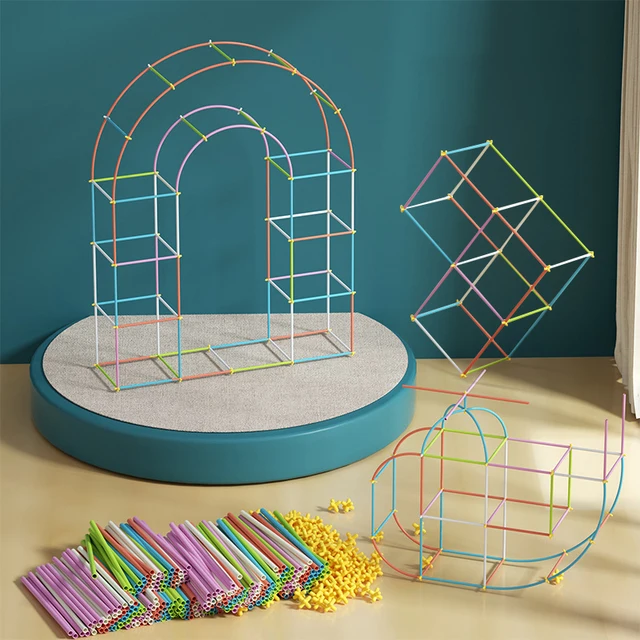 800PCS Children Straw Constructor Toys STEM Building Blocks Toddlers Interlocking Engineering Construction Toy Set 1