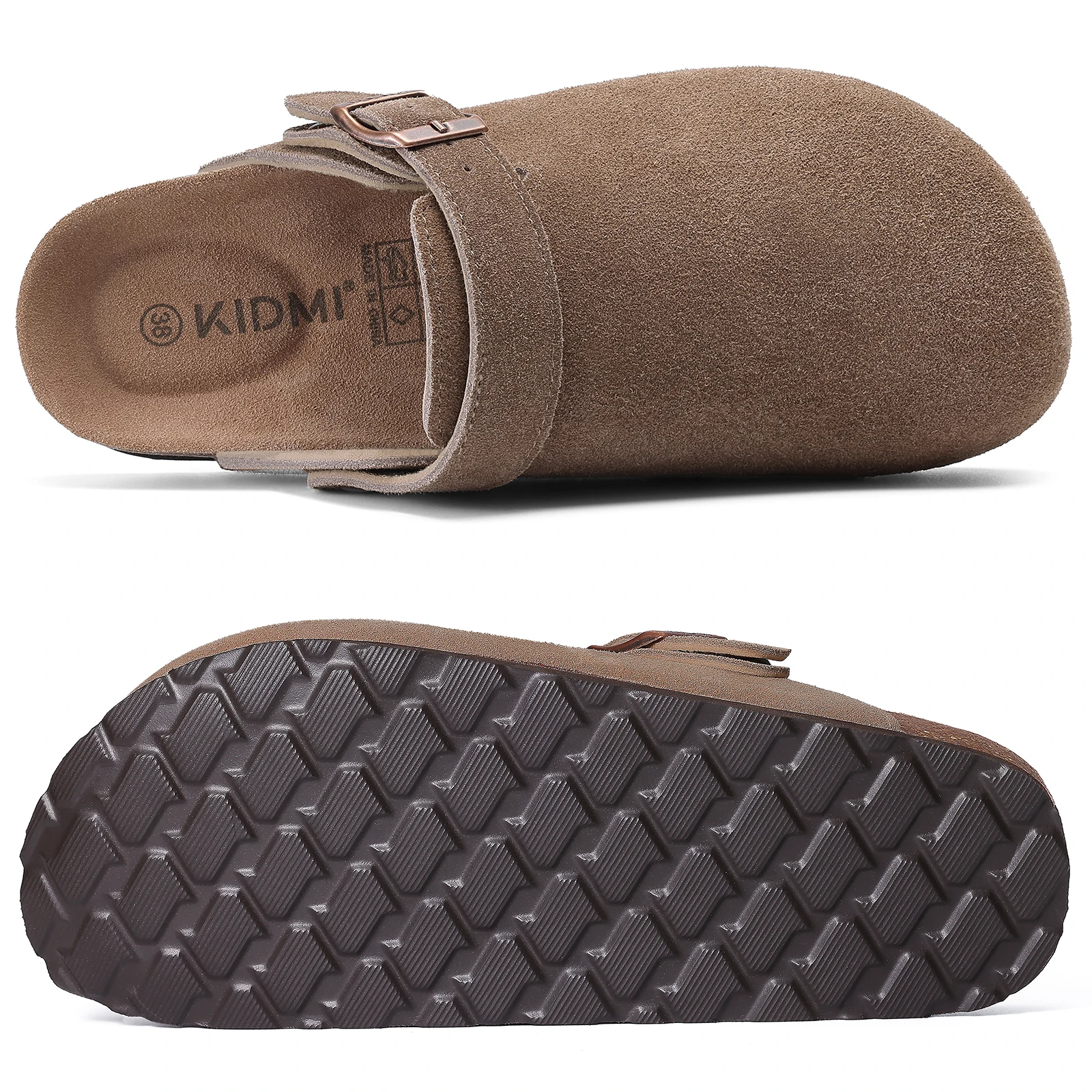 Smile New Cow Suede Women's Potato Shoes With Adjustable Strap Cork Insole Mules Outdoor Unisex Clogs Slippers With Arch Support