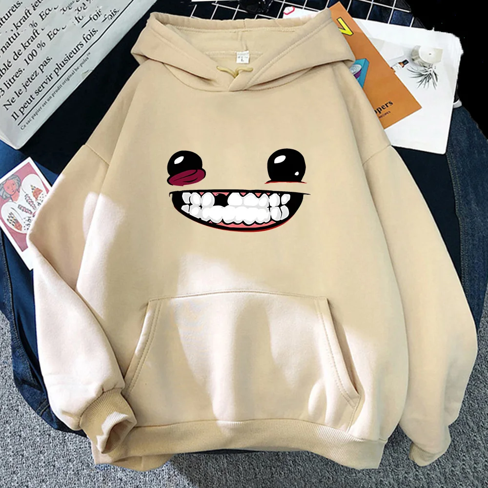 

Super Meat Boy Smile Face Print Hoodie Prevalent Autumn Casual Sweatshirts Male/female Cute Cartoon Clothes Fleece O-neck Tops