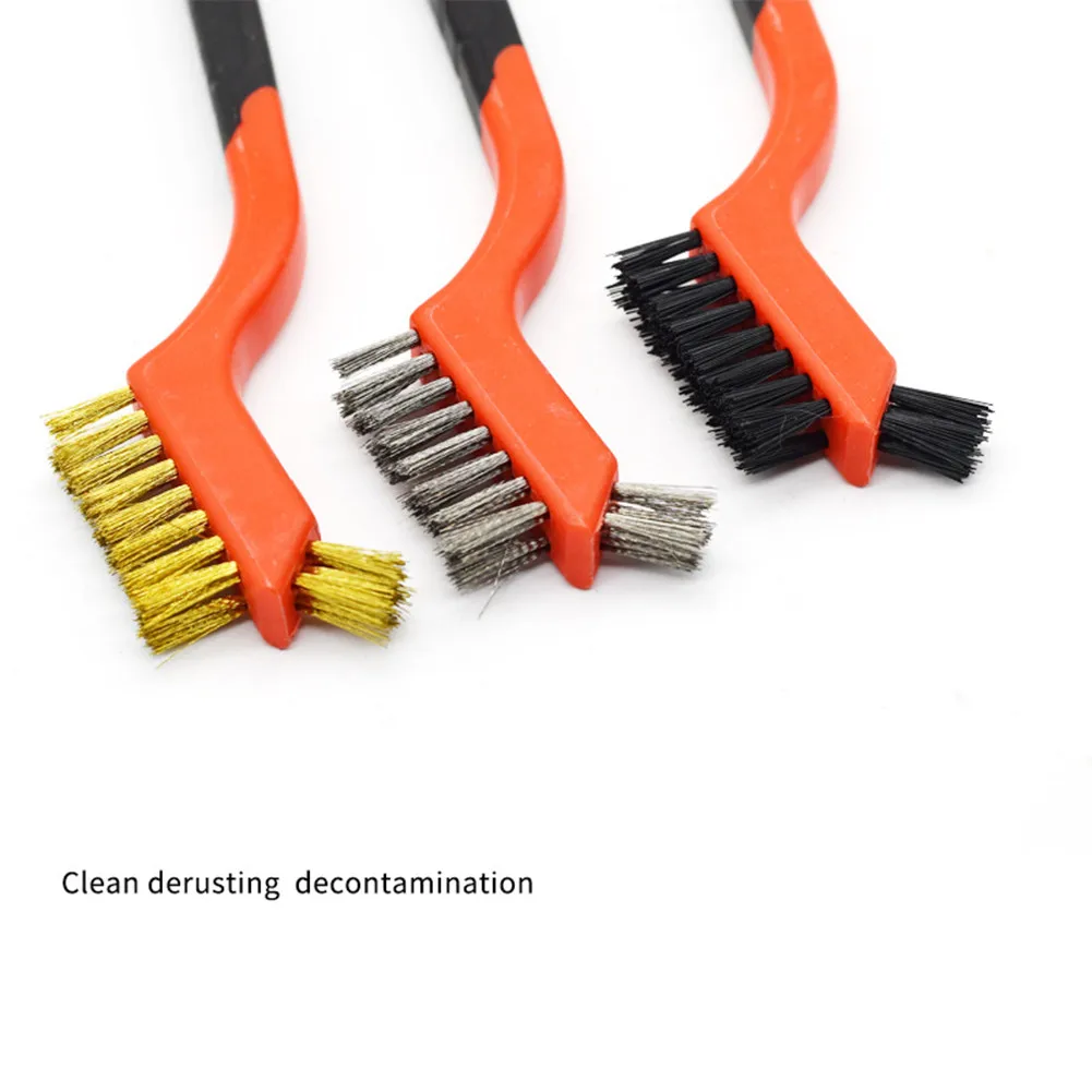 Stainless Steel Wire Brush Wire Brush Cleaning Brush Wire Cleaning Brush 7 Inch Industrial Cleaning Brush Brass Nylon Stainless Steel Wire Hard Bristle Brush Rust Remover Cleaning Gap Hand Tools
