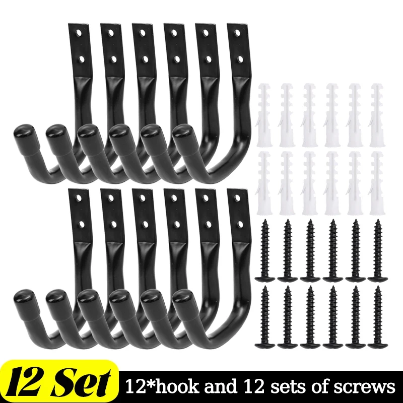 Heavy Duty Metal Garage Storage Hooks | Wall-Mounted Utility J-Hangers