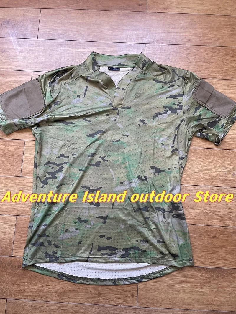 Outdoor Sports-Men's V-neck Quick drying Mesh Elastic Short Sleeve T-shirt
