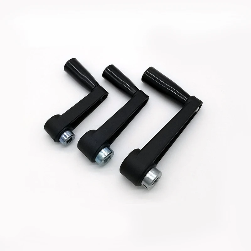 1Pcs 검정색 원형/사각형 구멍 설치형 비접이식 크랭크 회전 핸들 길이 63mm-160mm 터닝 및 밀링 머신용