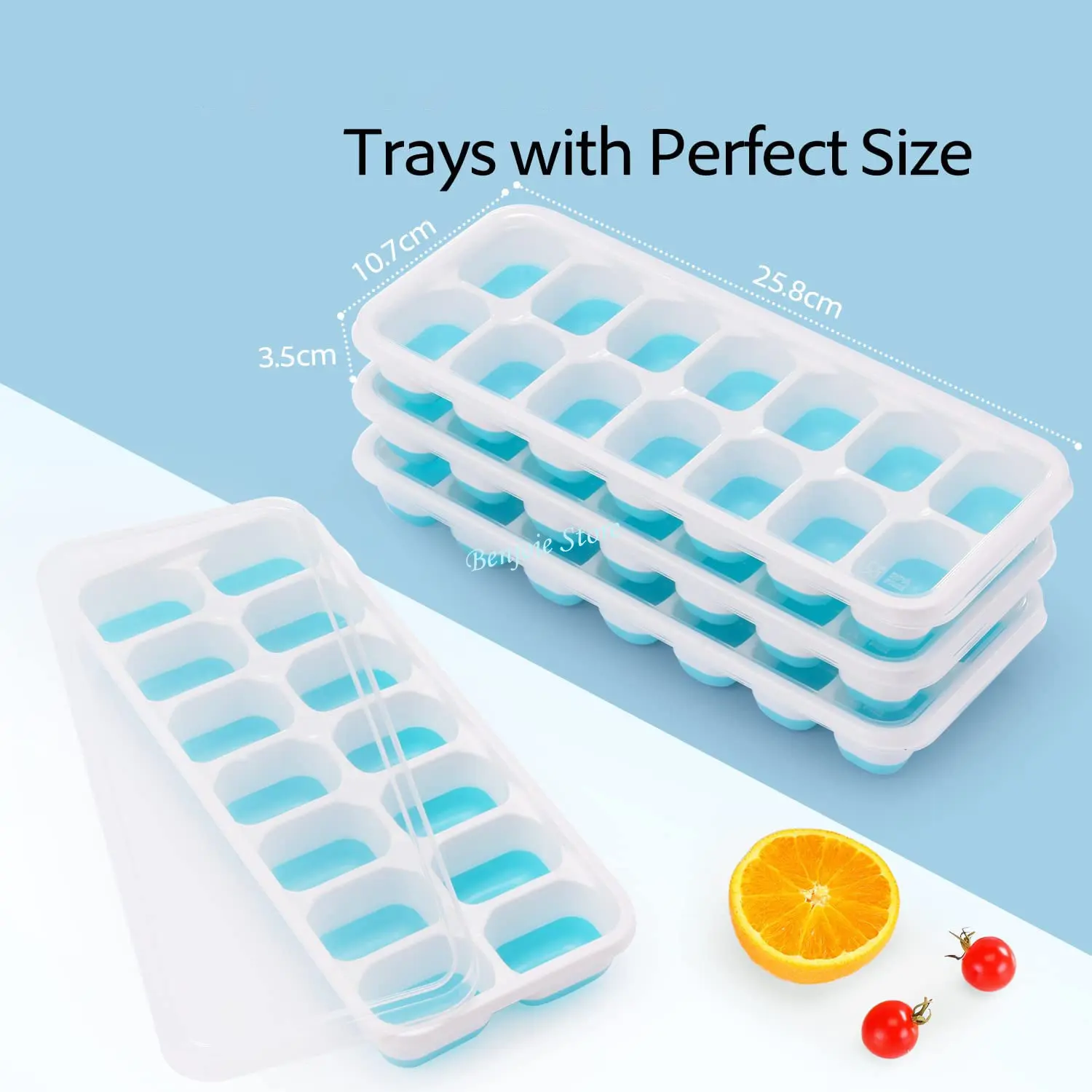 Ice Cube Trays 14 Grids Silicone Ice Cube Molds with Removable Lid