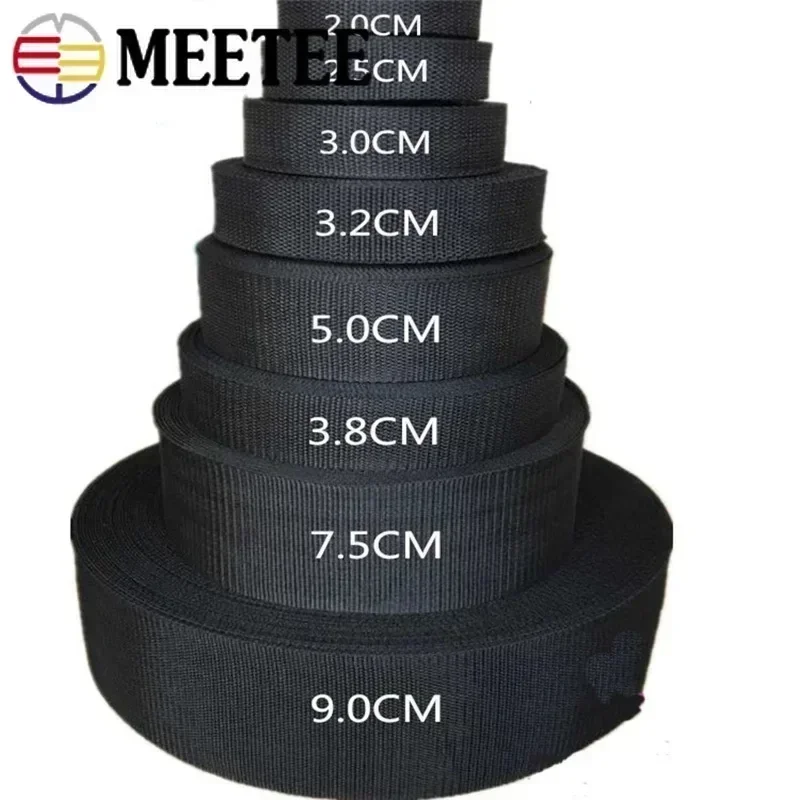 Polyester Webbing Ribbon 5/10Meters Black Polyester Webbing Band for Strap Backpack Pet Collar Ribbon Tapes Belt Bias Binding Bag DIY Garment Accessory
