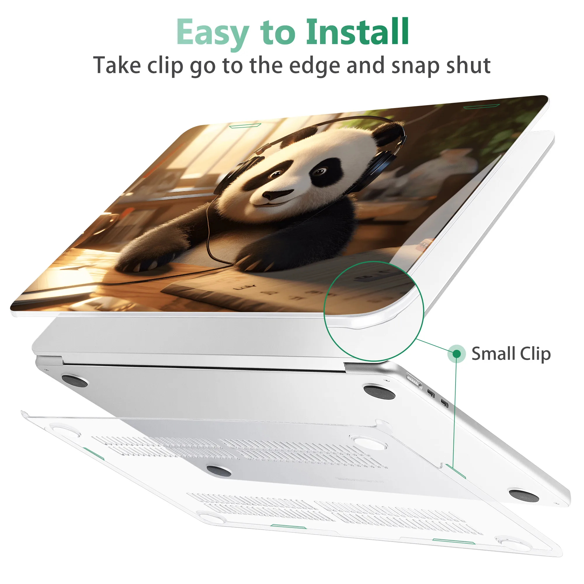 Capa de Impressão Rígida Smart Panda para Macbook Capa para Macbook 2023 m3 Pro 14 16 A2991 A2992 A2918 m2 Air 13 Polegadas 15 Polegadas A2941 A2681 m1 A2337 A2179 - Imagem 4