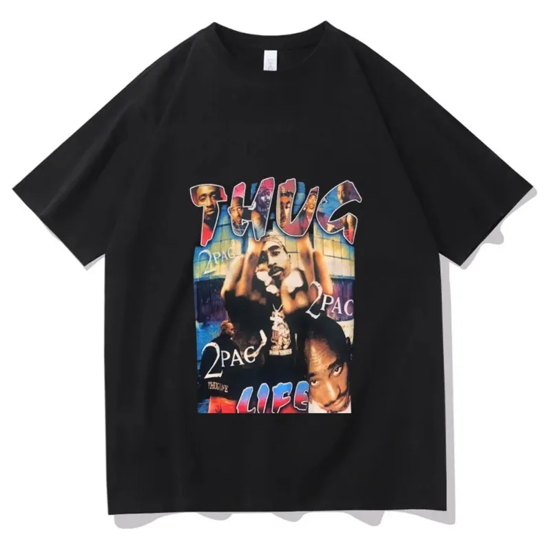 Women T-shirts Rapper Tupac Graphic Print Y2k Hip Hop Men T Shirt Streetweartops Unisex Harajuku Casual Short Sleeve Tees