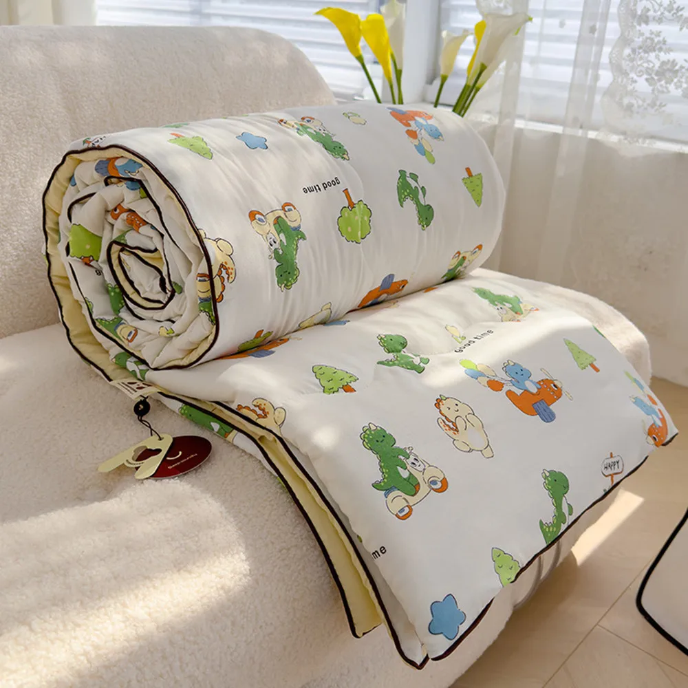 cartoon dinosaur bear print kidsren's summer blanket refreshing kidsren's room kindergarten summer quilt without pillowcase 1 pack