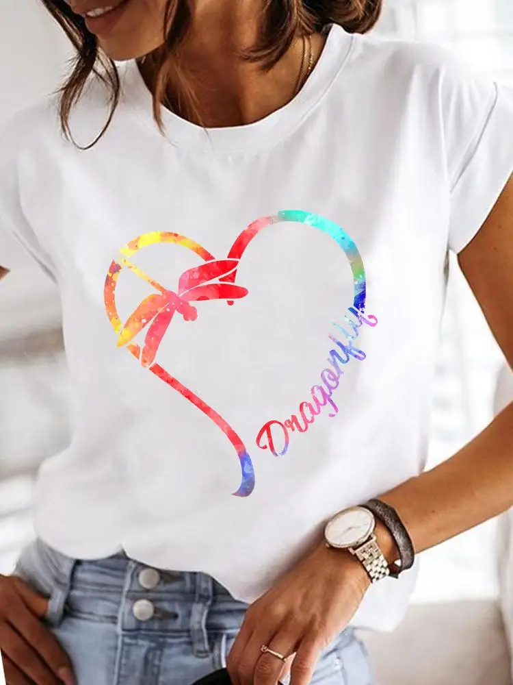 Short Sleeve Fashion Female Graphic Tee Women Print Dandelion Dragonfly 90s Summer Casual Clothes Ladies T Clothing T-shirts