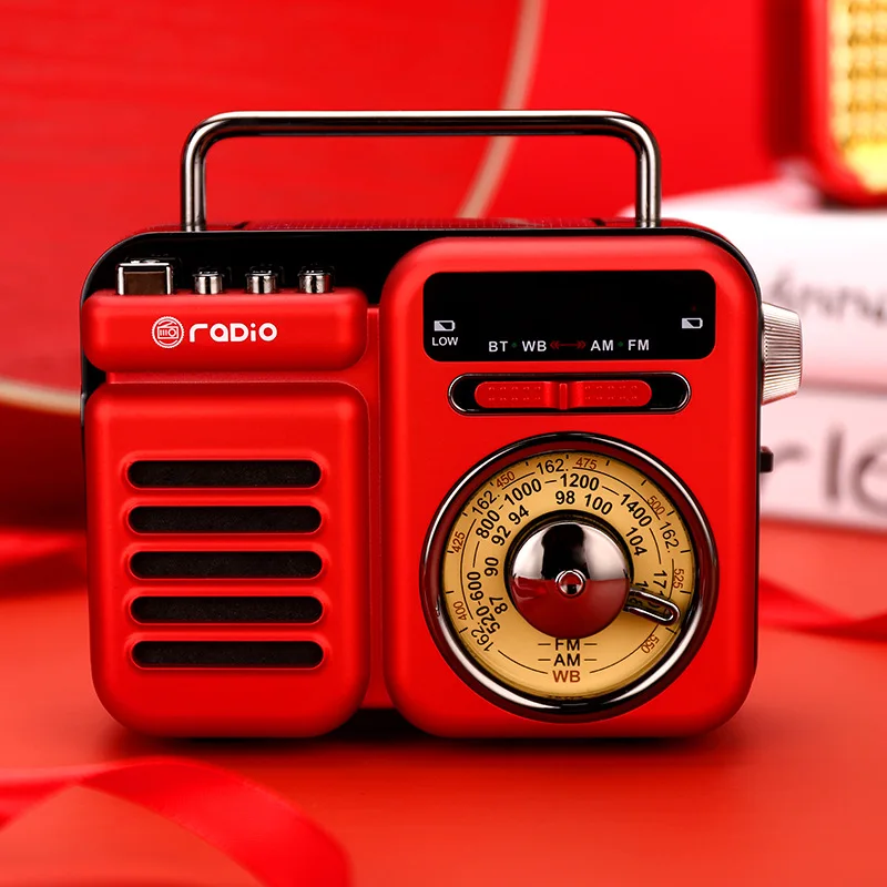 

Retro Radio Small Speaker Outdoor Emergency Manual Power Generation Solar Portable Bluetooth Speaker caixa de som Bluetooth