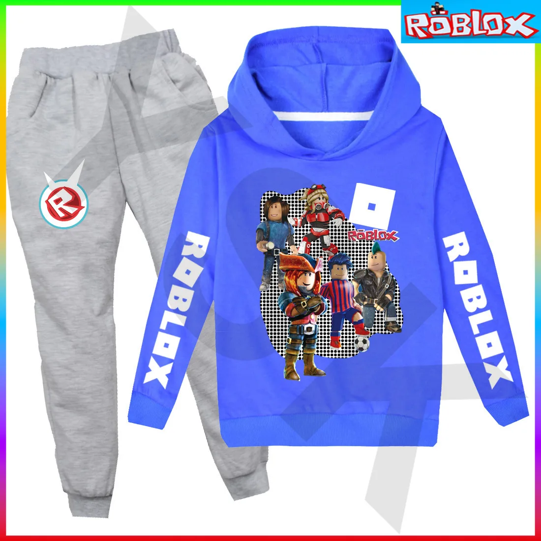 

Virtual Reality Clothing Spring and Autumn Suit ROBLOX Children's Hooded Sweater + Trousers Birthday Gift for Girls Kids Boys